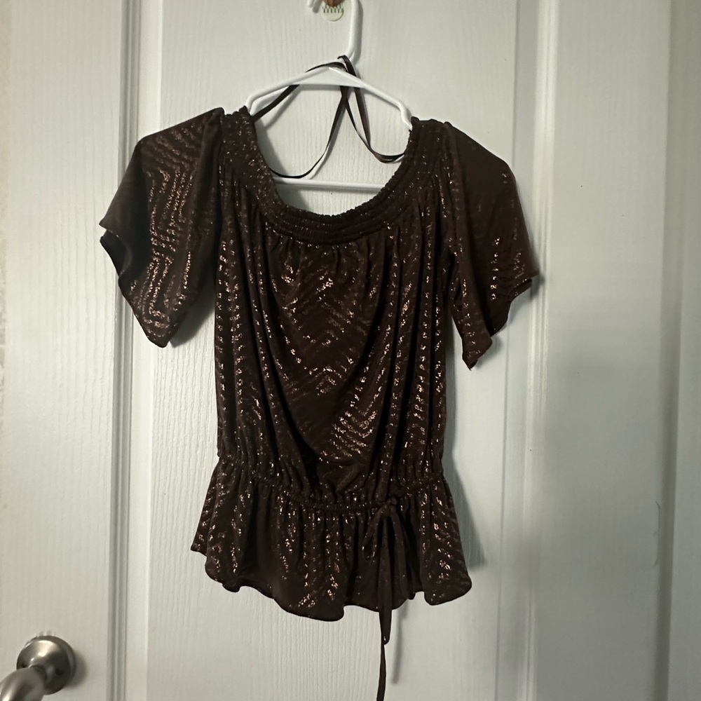White House Black Market Expresso Off The Shoulder New Peplum Top Size x xSmall